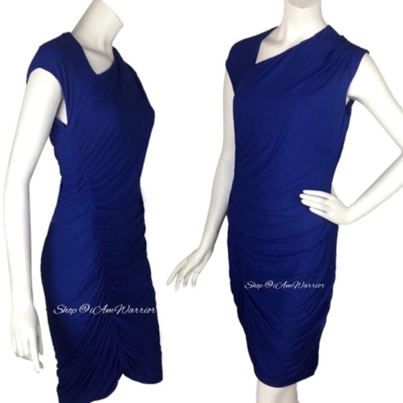 Halston Heritage NWT cobalt ruched bodycon dress *shop@iamwarrior - Picture 6 of 9
